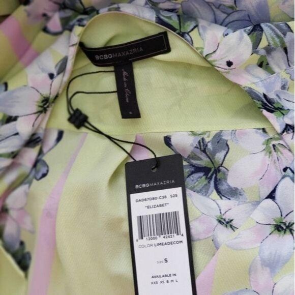 BCBGMAXAZRIA Elizabet Short Sleeve Floral Print Belted Summer Dress Size Small - Picture 4 of 6